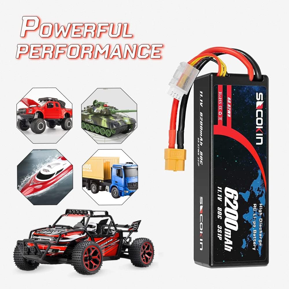 2 Pack 11.1V 7200mAh 80C Hard Case Lipo Battery XT60 Plug R387