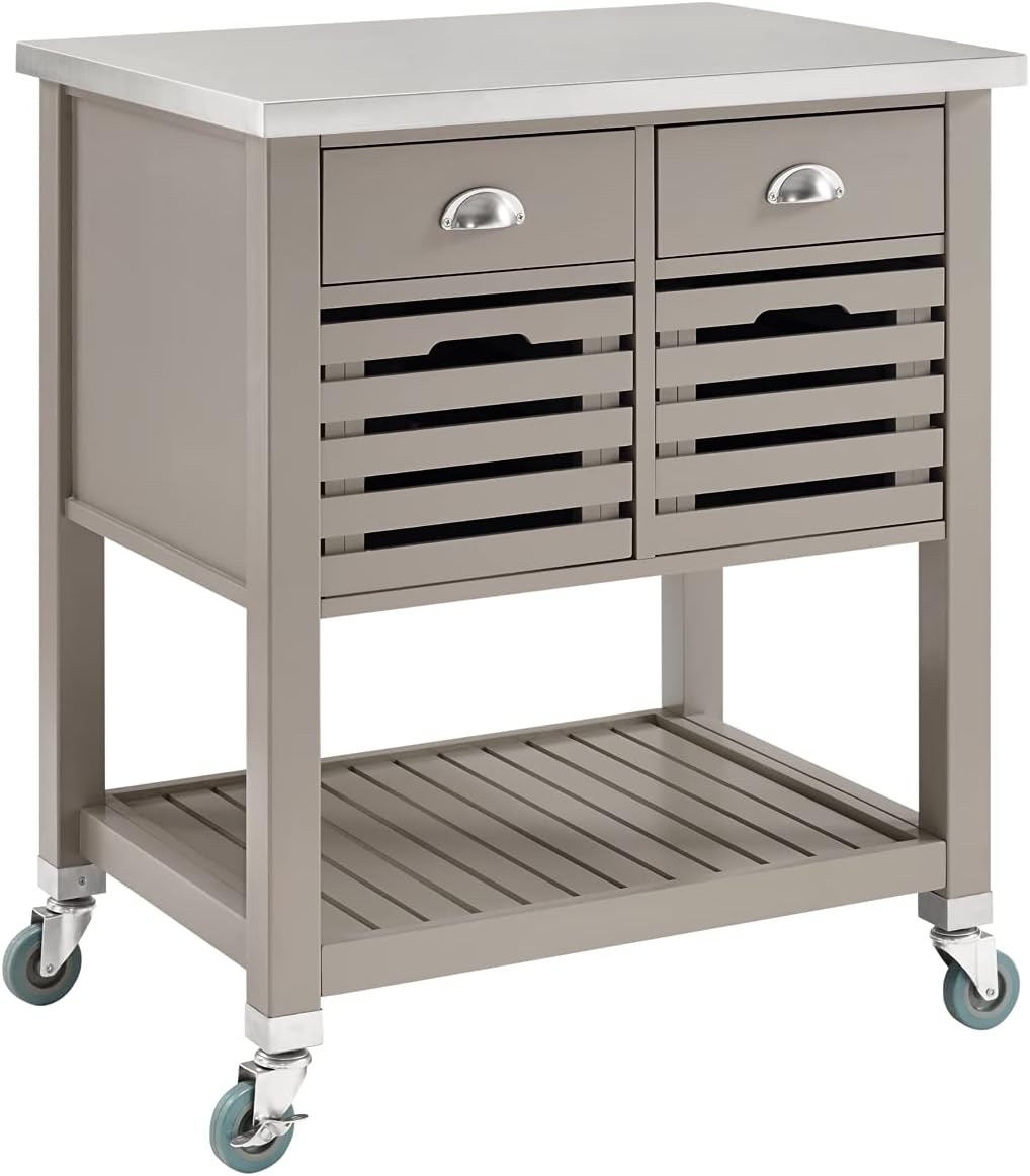 Gray Wood Kitchen Cart N400