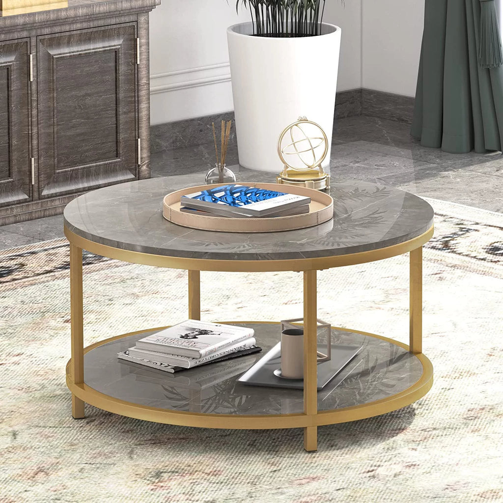 Round Coffee Table with Storage Open Shelf P87586