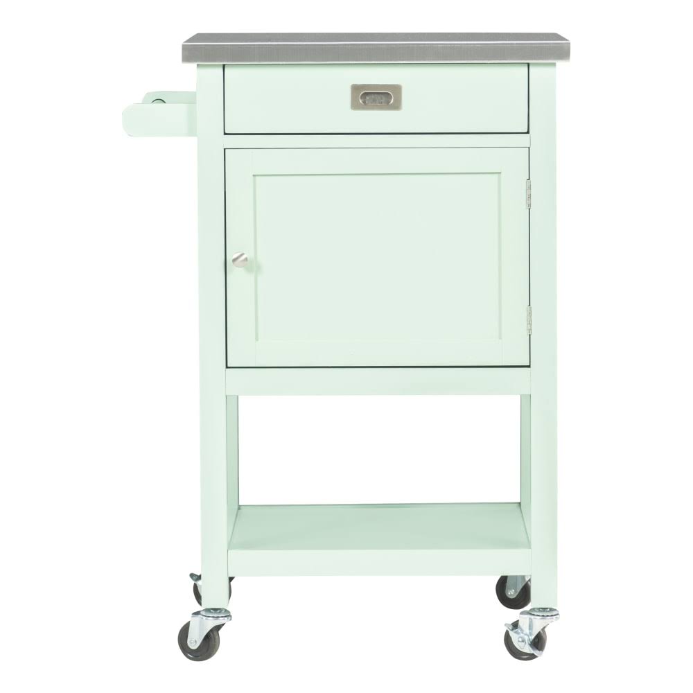 Apartment Cart with Stainless-Steel Top, Light Green B88675