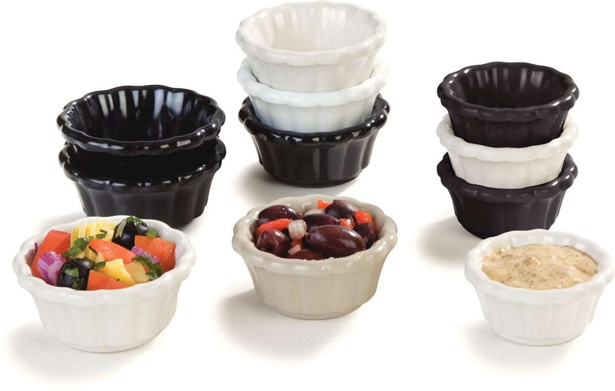 Black Melamine Scalloped Ramekin, 2 oz, Pack of 48 V71247