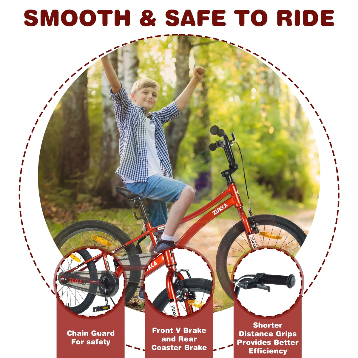 20 Inch Single Speed Boys Bike with Steel Frame Red A388