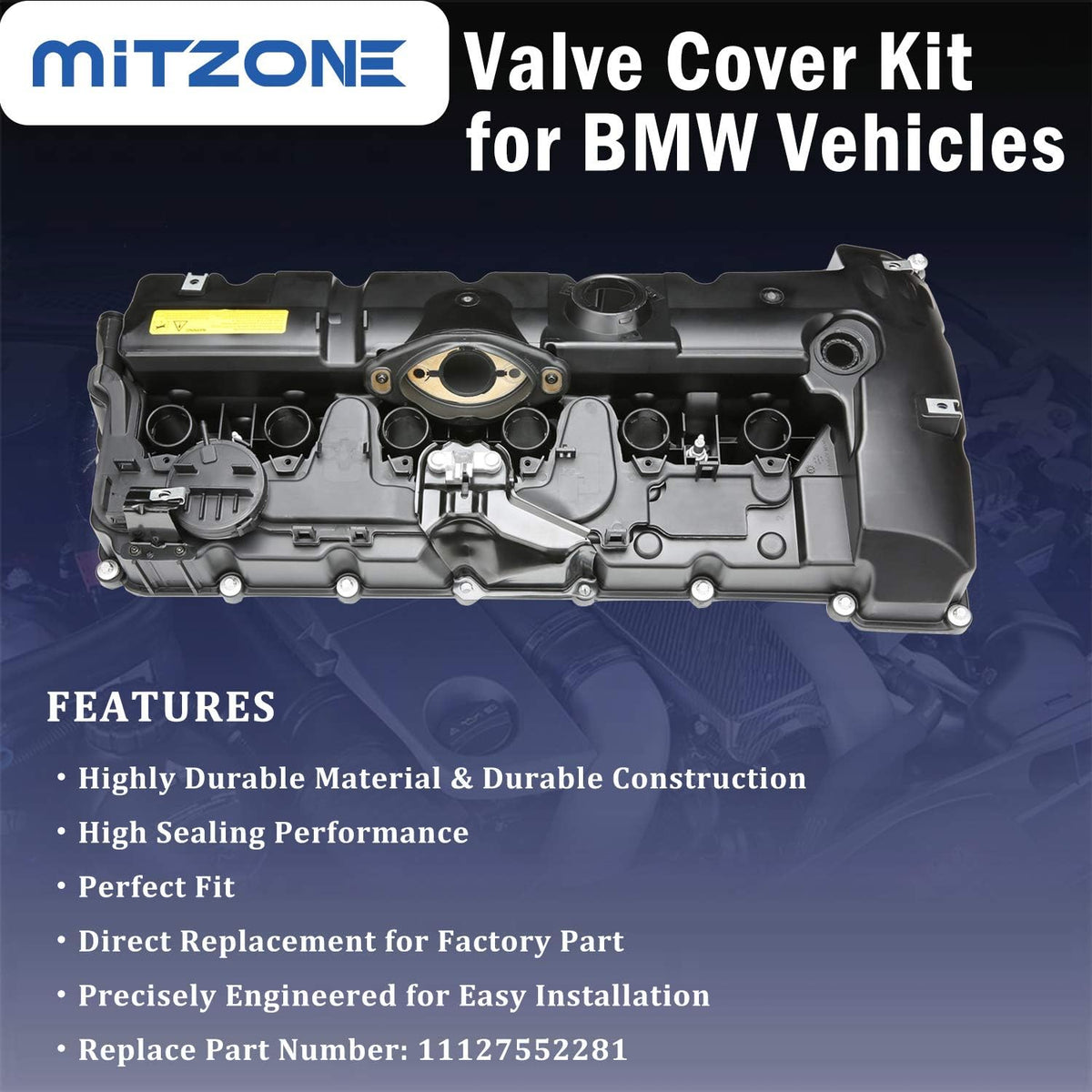 N52 Engine Valve Cover Kit with Oil Cap, Gaskets, Spark Plug Seals, Bolts H244