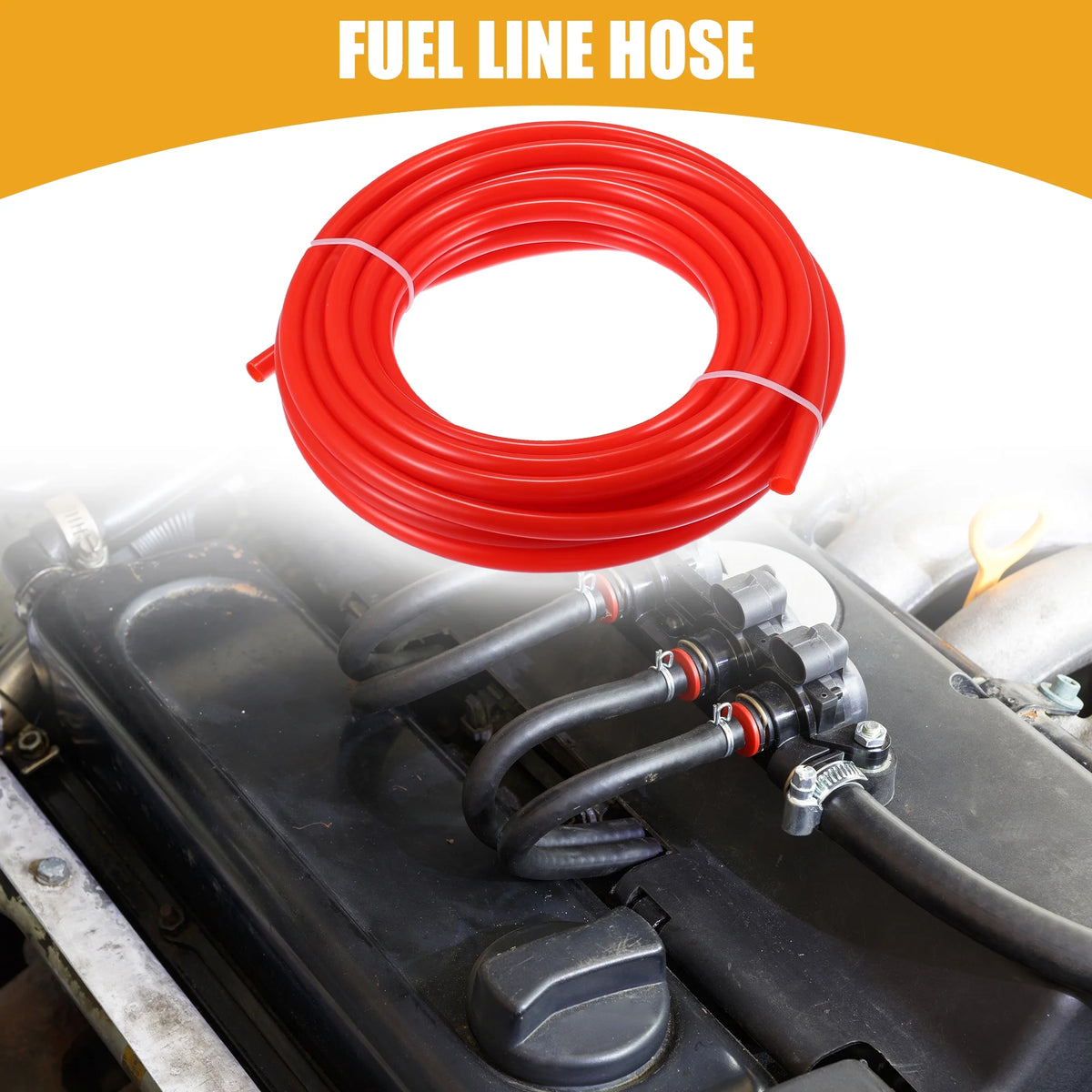Red 32.8ft 10mm ID Nylon Fuel Line Hose L9373