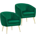 Green Channel Tufted Accent Armchair with Gold Metal Legs U347