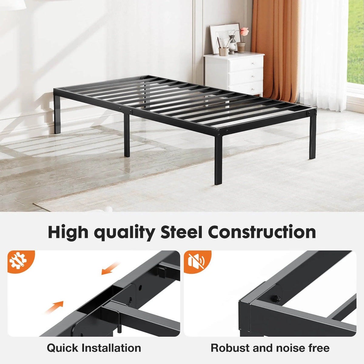 Queen Storage Metal Platform Bed Frame Y36446