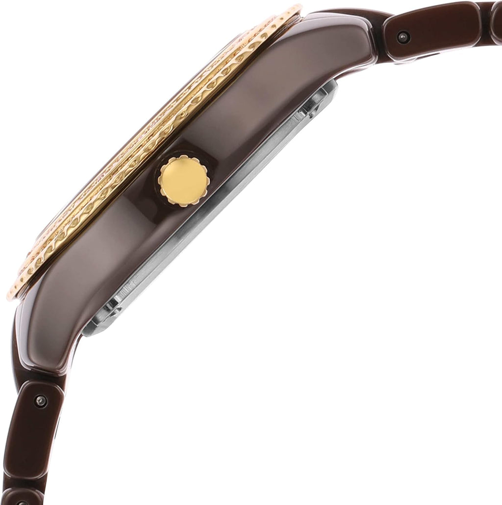 Stella Mini Quartz Stainless Steel and Ceramic Three-Hand Watch, Brown Z147725