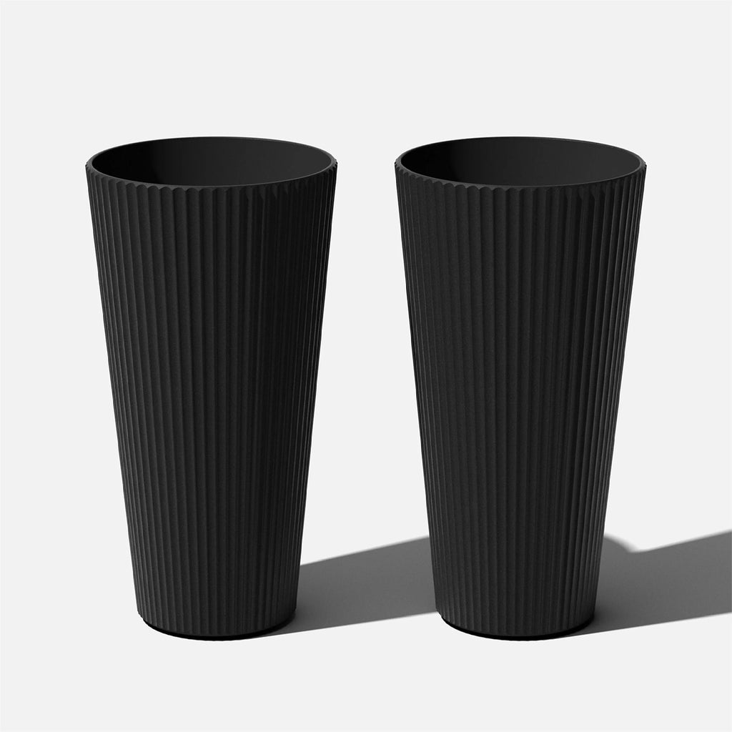 26" Tall Black Plastic-Stone Planter 2 Pack I190