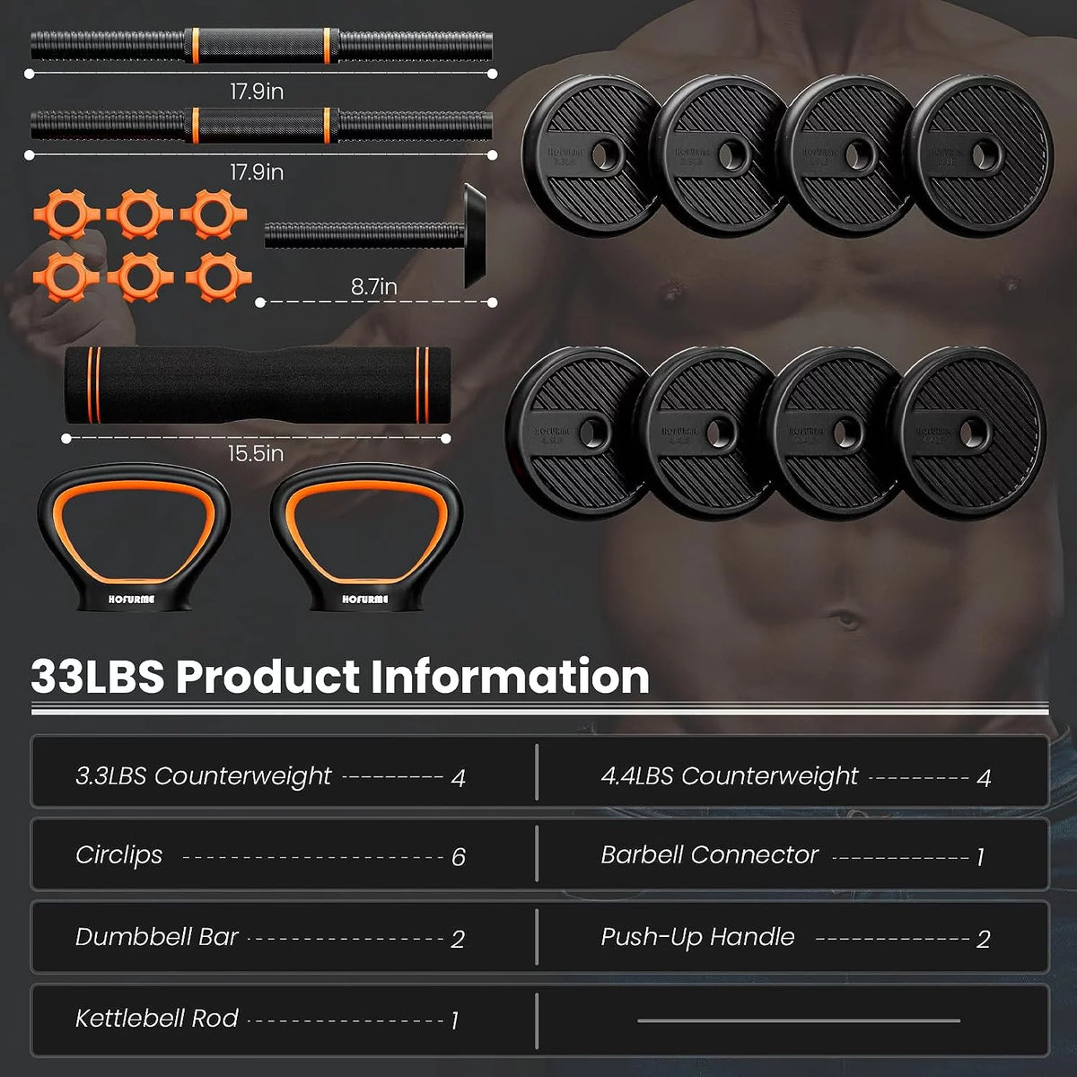 Adjustable Dumbbell Set Black T180