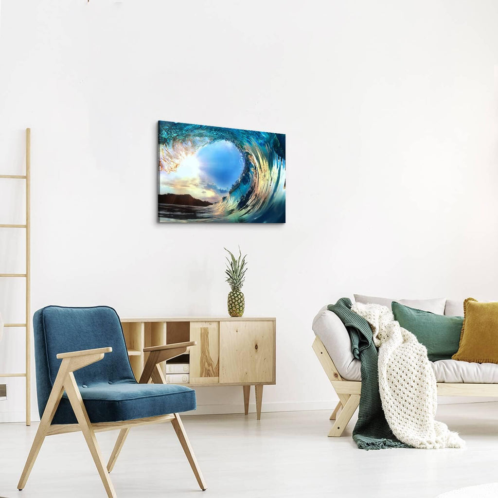 Blue Ocean Waves Canvas Wall Art V46556