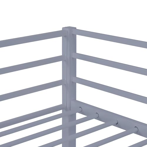 White Twin Metal Loft Bed with Safety Guard Rails R8422