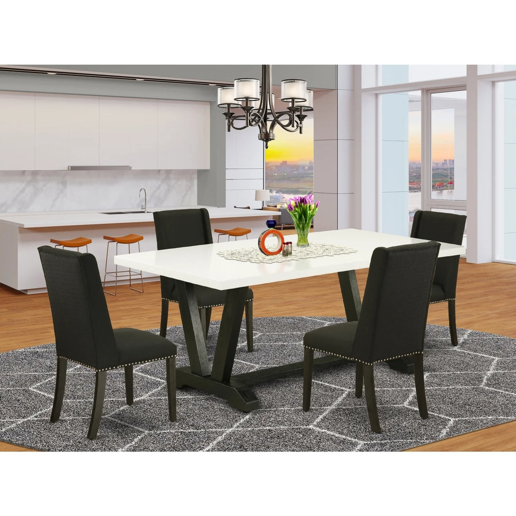 5 Pc Dining Room Set with 4 Upholstered Chairs Q7328