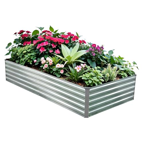 Galvanized Raised Garden Bed 8x4x1.5FT Metal Deep Planter F7398