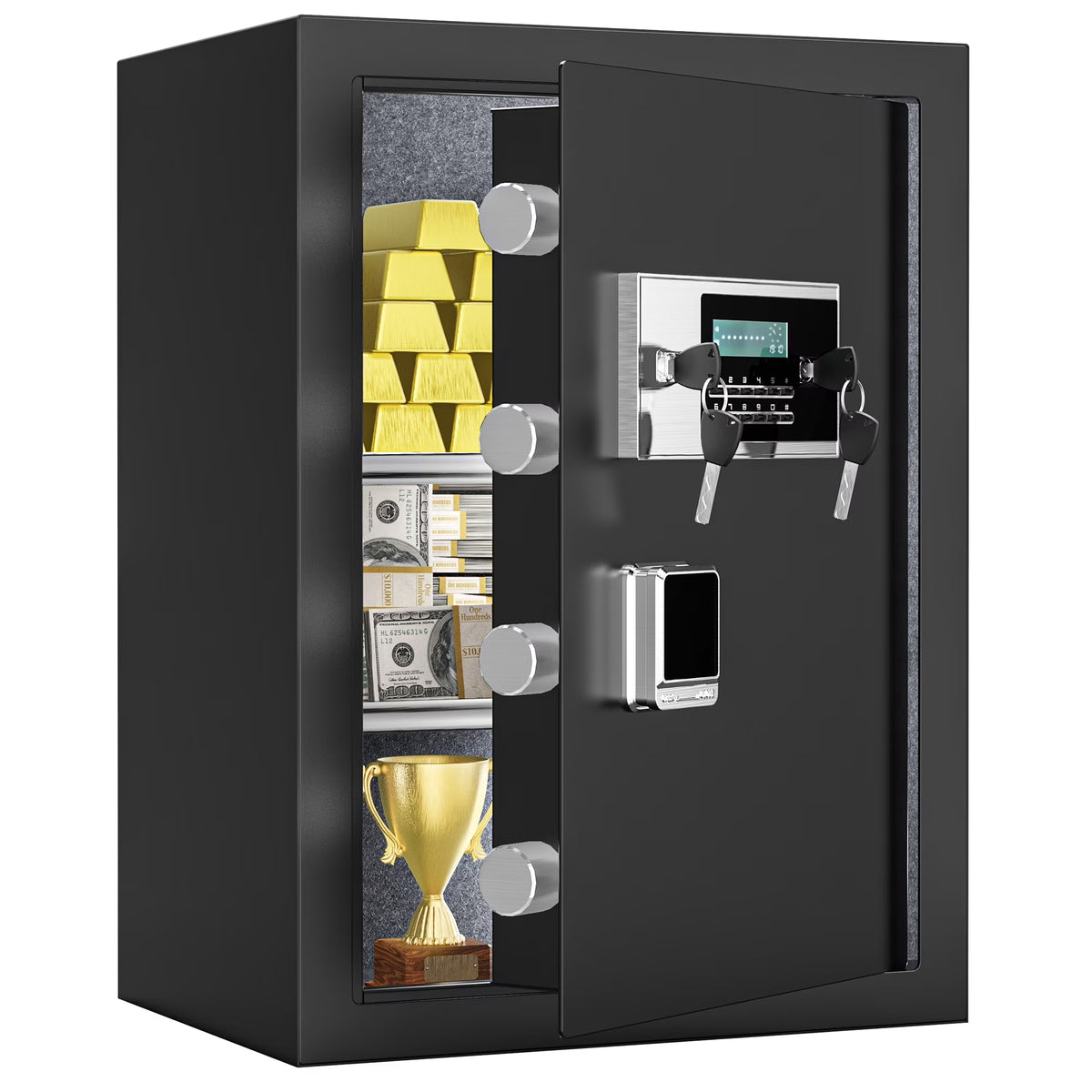 Safe Box with Digital Keypad, Water and Fire Resistant, Adjustable Shelves and LED Lighting C995239