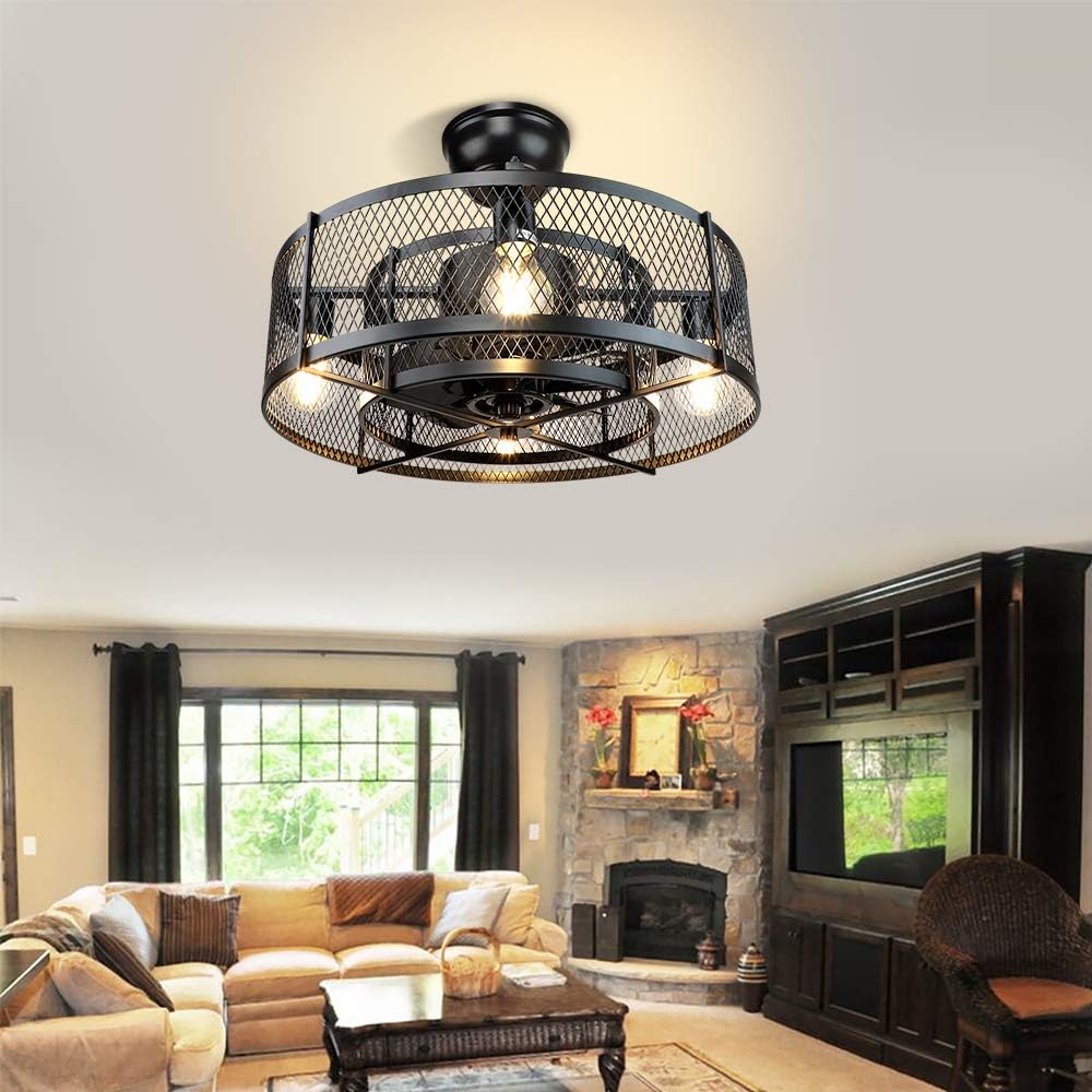 20In Caged Ceiling Fan with Light, Black R439556