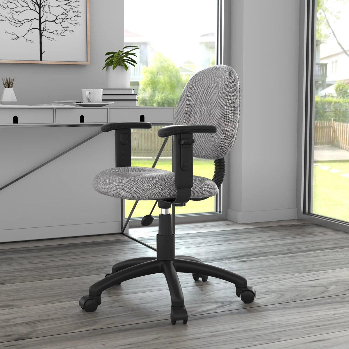 Grey Adjustable Office Task Chair with Adjustable Arms L90527