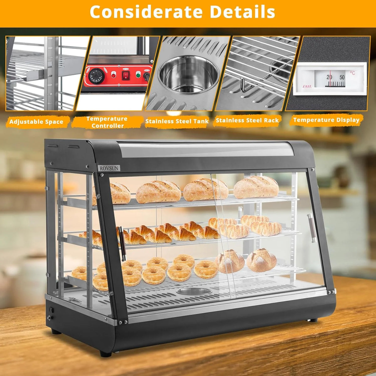 3-Tier Electric Food Warmer with Glass Door O663150