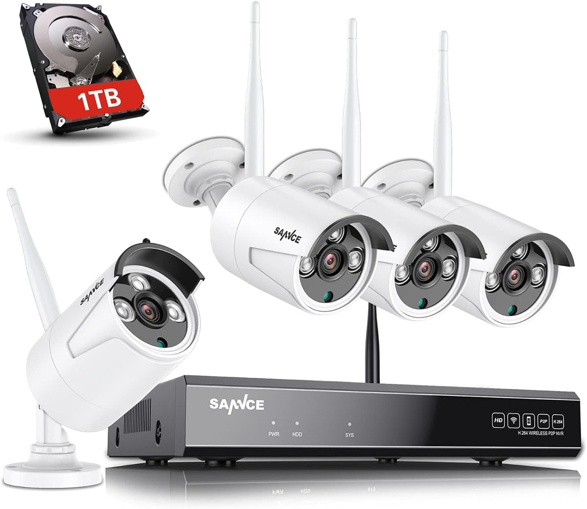 8 Channel 5MP Wireless NVR Security Camera System with 3MP Outdoor WiFi Cameras C535
