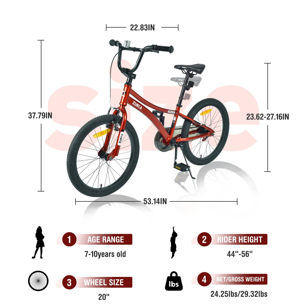 20 Inch Single Speed Boys Bike with Steel Frame Red A388