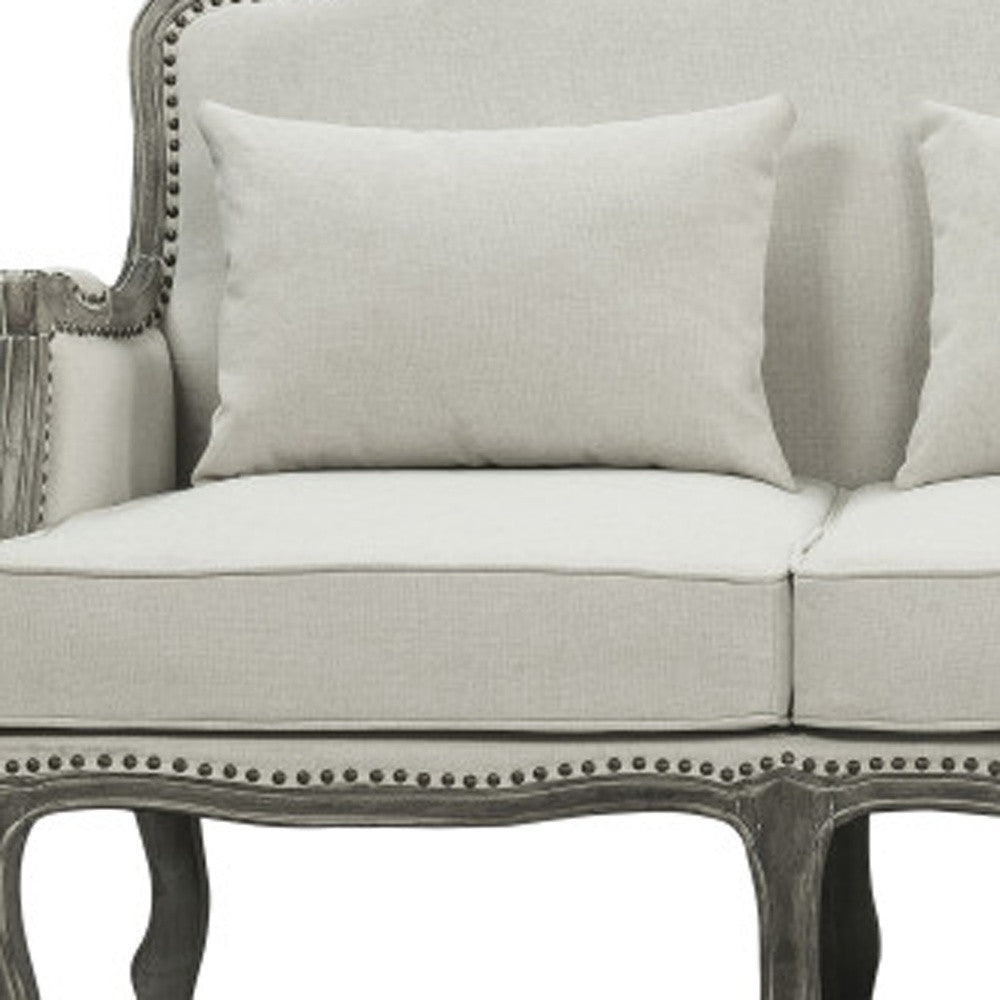 Cream Linen & Brown Sofa T94120