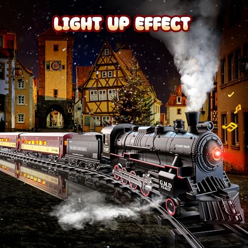 Train Set with Steam Locomotive, Light Up Cars and Tracks Y916