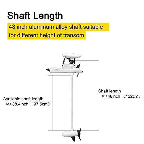 White 12V 55LBS 48inch Bow Mount Trolling Motor with Remote Control N9476