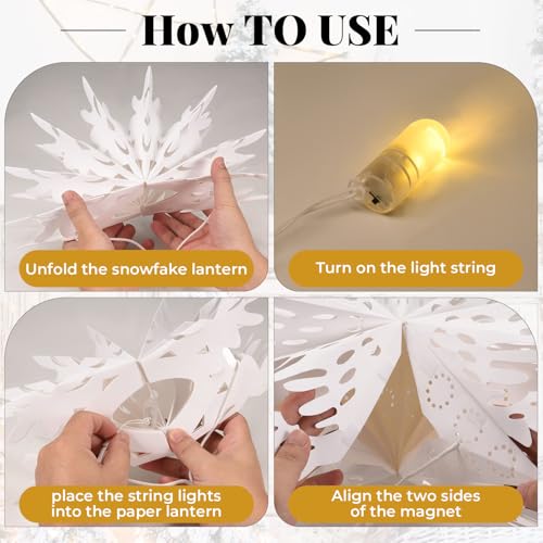 5 Pack Paper Snowflake Lanterns with Lights F43073