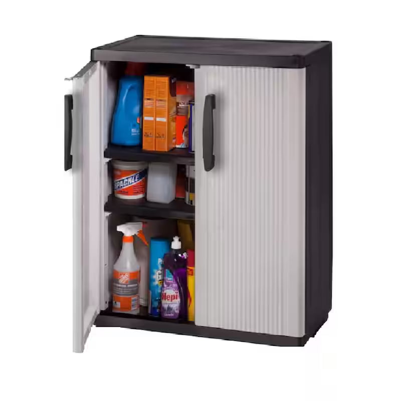 Gray Plastic Freestanding Garage Base Cabinet O38185