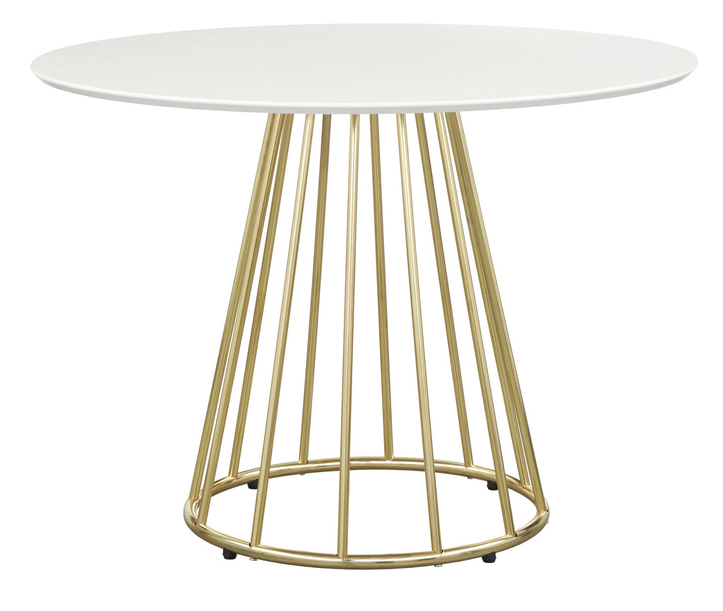 White/Gold Round Metal Dining Table W173