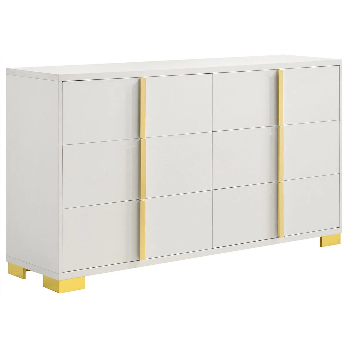 4-piece Contemporary Wood Eastern King Bedroom Set White and Gold N304