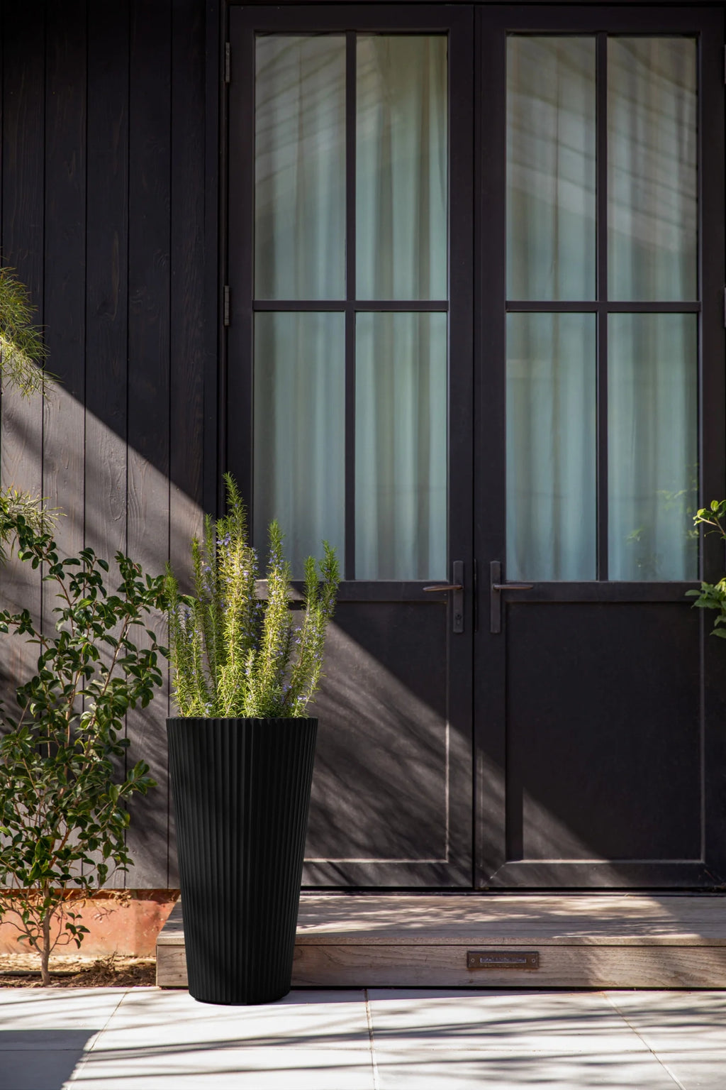 26" Tall Black Plastic-Stone Planter 2 Pack I190