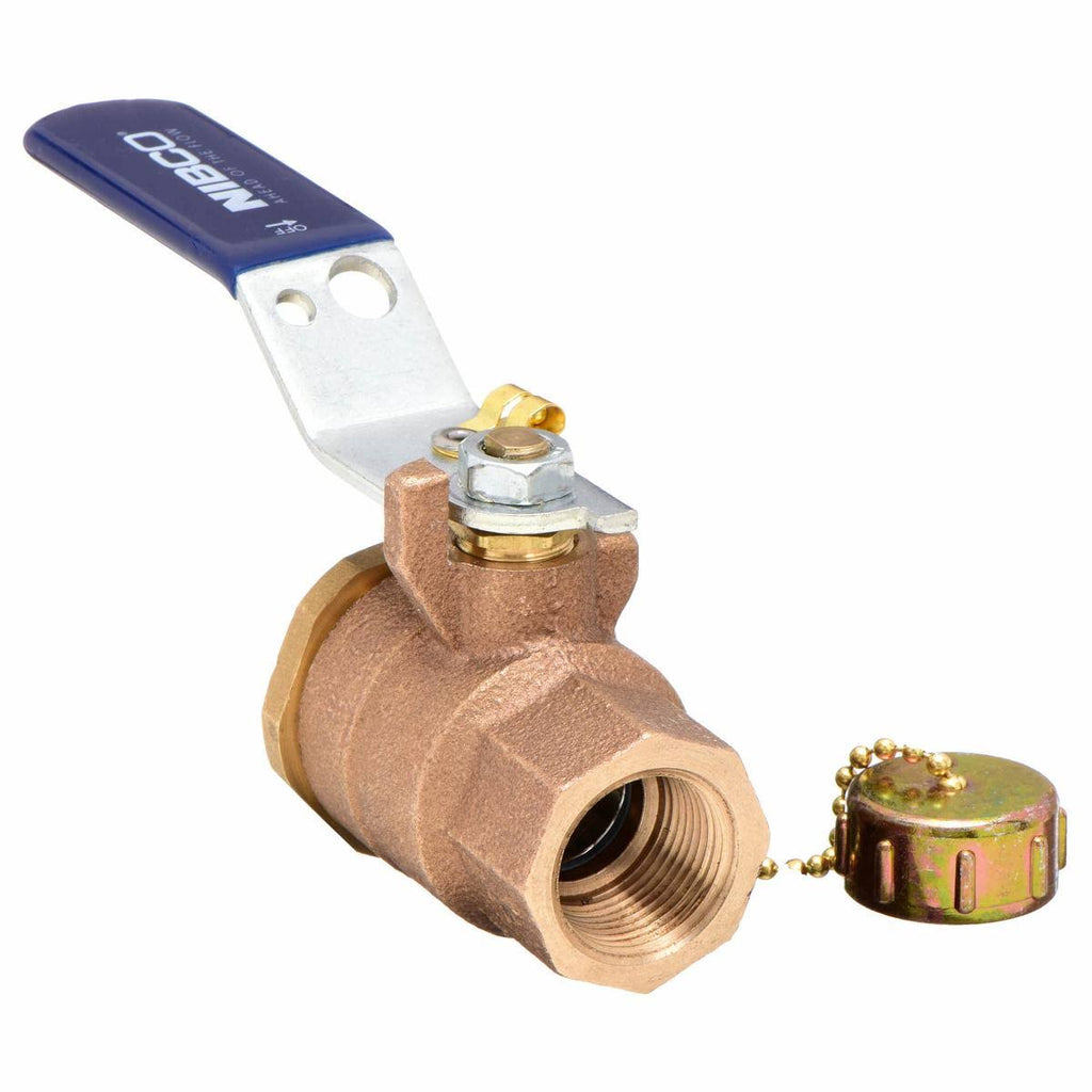 Bronze Ball Valve, FNPT x Hose Cap, 3/4 in Q9404
