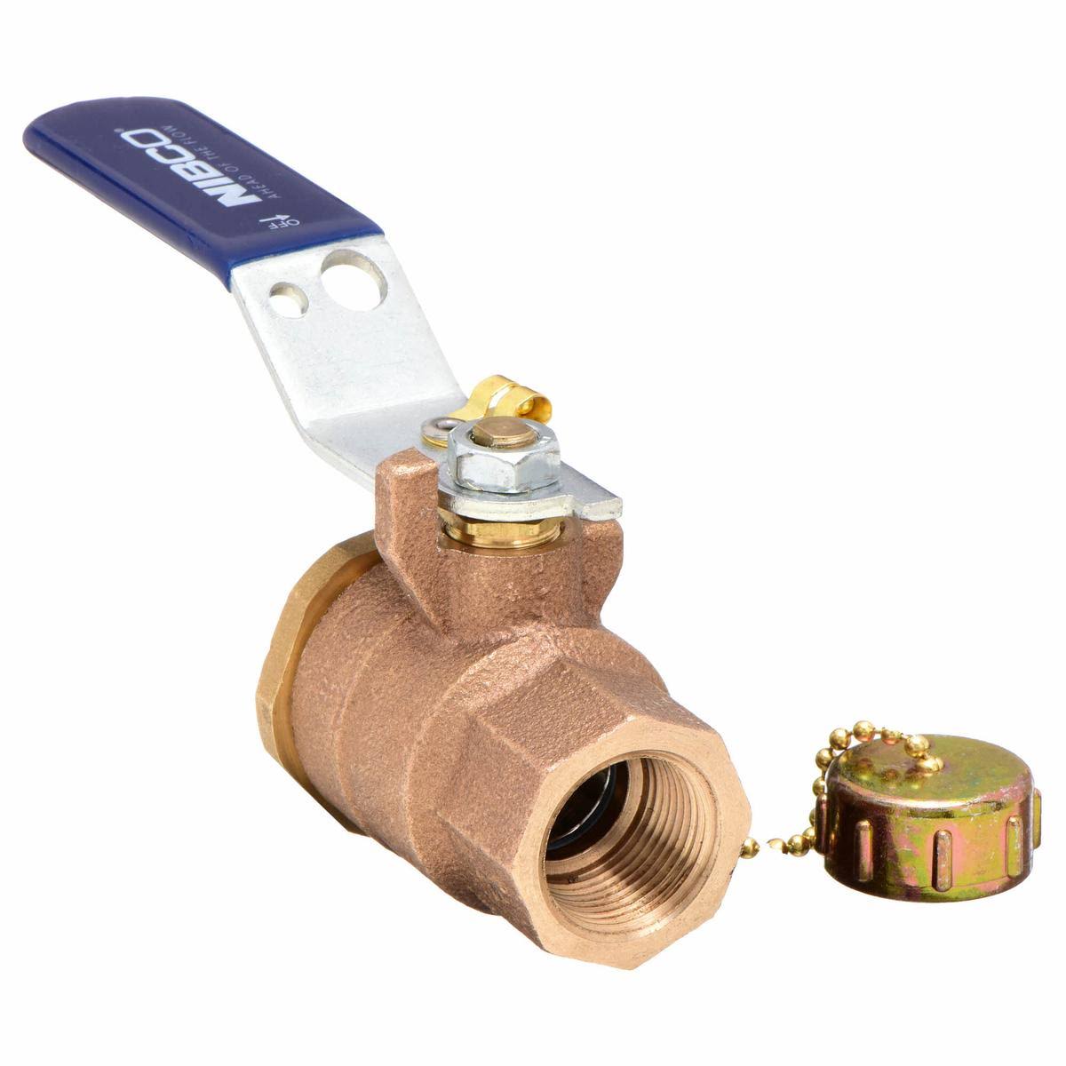 Bronze Ball Valve, FNPT x Hose Cap, 3/4 in Q9404