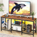 Rustic Brown TV Stand with Charging Station and Lights Z39964