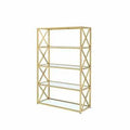 Clear Glass and Gold Etagere Bookcase V660871
