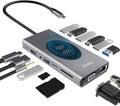 USB C Hub 15-in-1 Docking Station with 4K HDMI, Ethernet, Wireless Charger, 100W PD, SD/TF Card Reader Y5012