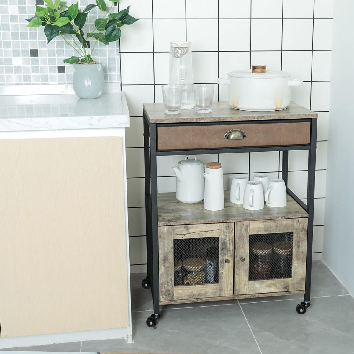 Mobile Printer Stand with Storage and Drawer B4776