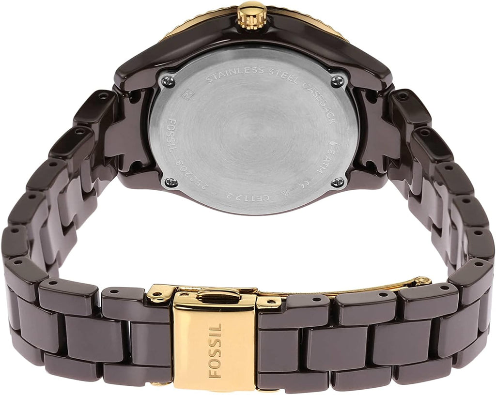 Stella Mini Quartz Stainless Steel and Ceramic Three-Hand Watch, Brown Z147725