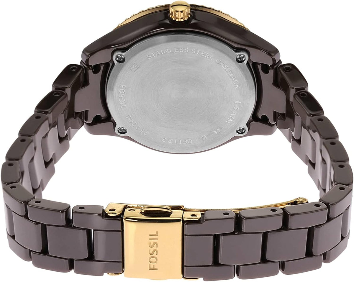 Stella Mini Quartz Stainless Steel and Ceramic Three-Hand Watch, Brown Z147725