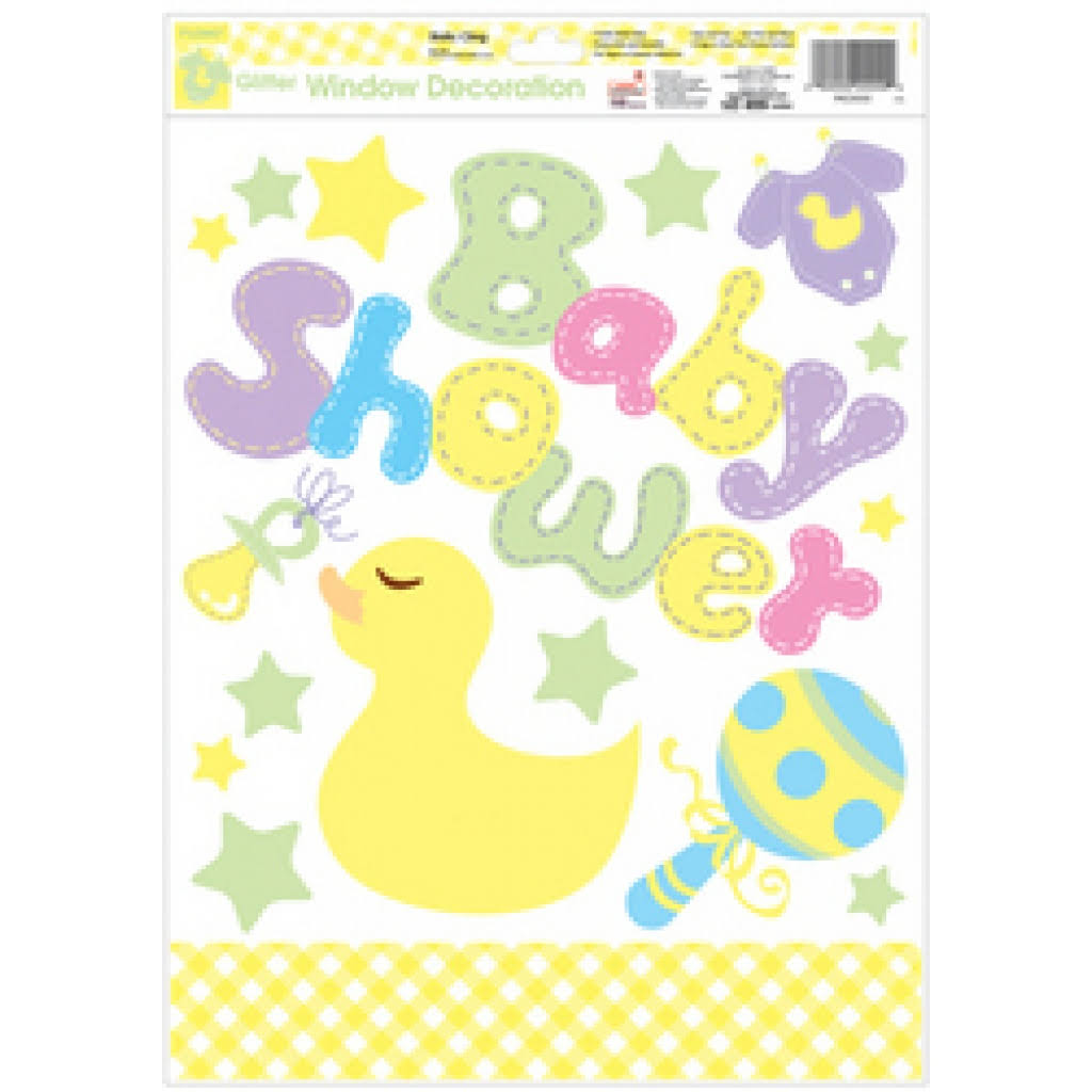 Yellow Baby Shower Glitter Window Cling Decoration Case Pack 36 L29745