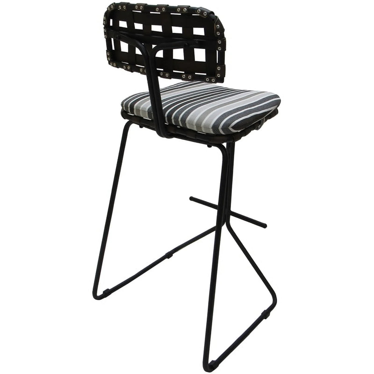 Metal Pub Set 30" Stool Gray Striped Fabric Black Frame G24733