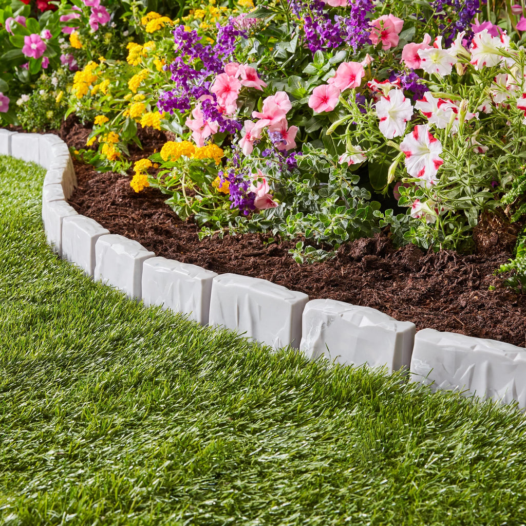 Faux Stone No-Dig Landscape Edging 10-ft. Plastic Gray T3130