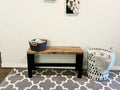 Two Tone Solid Pine Wood Entryway Accent Bench O980479