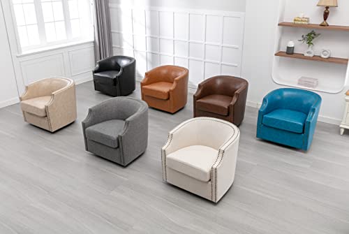 Brown Faux Leather Swivel Accent Chair Set of 2 B14942