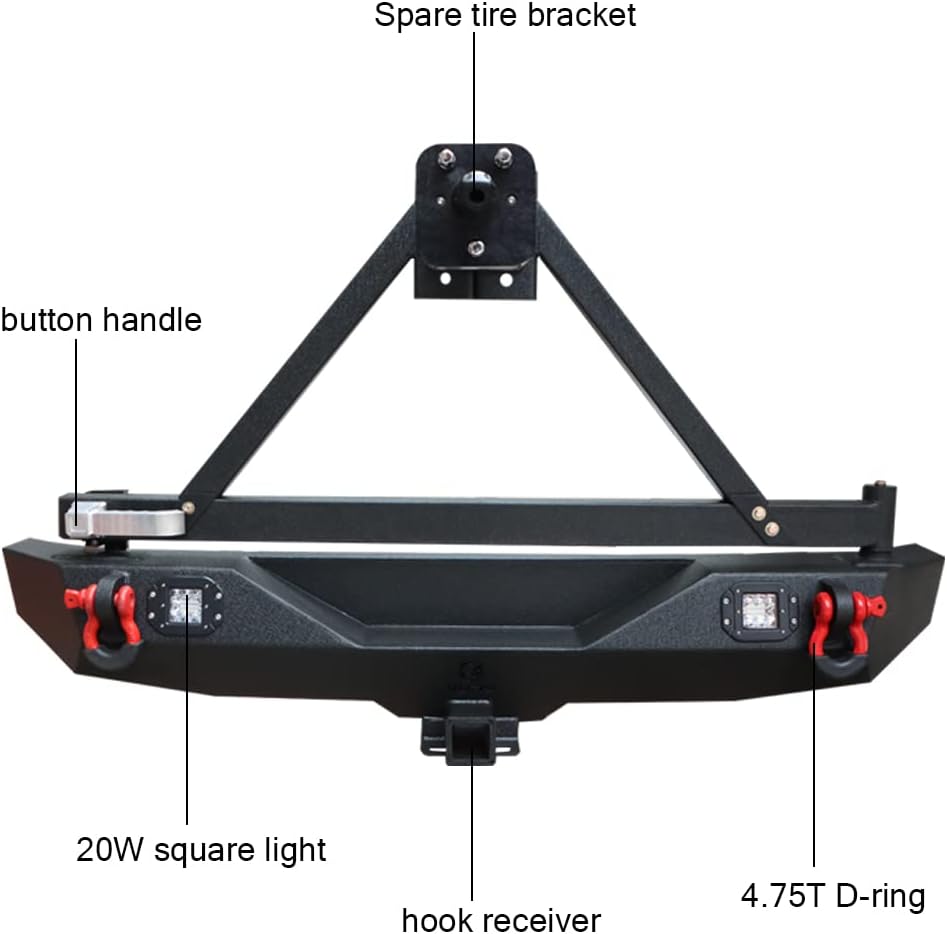 Front and Rear Bumper with LED Lights and Tire Carrier J755786