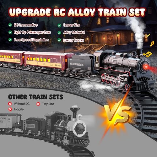 Train Set with Steam Locomotive, Light Up Cars and Tracks Y916