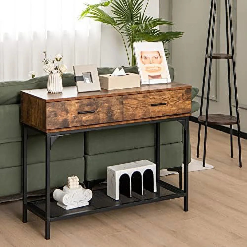 Brown Console Table with Storage Drawers Y986051