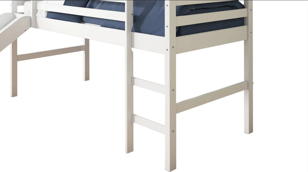 White Twin Loft Tent Bed with Slide C7413