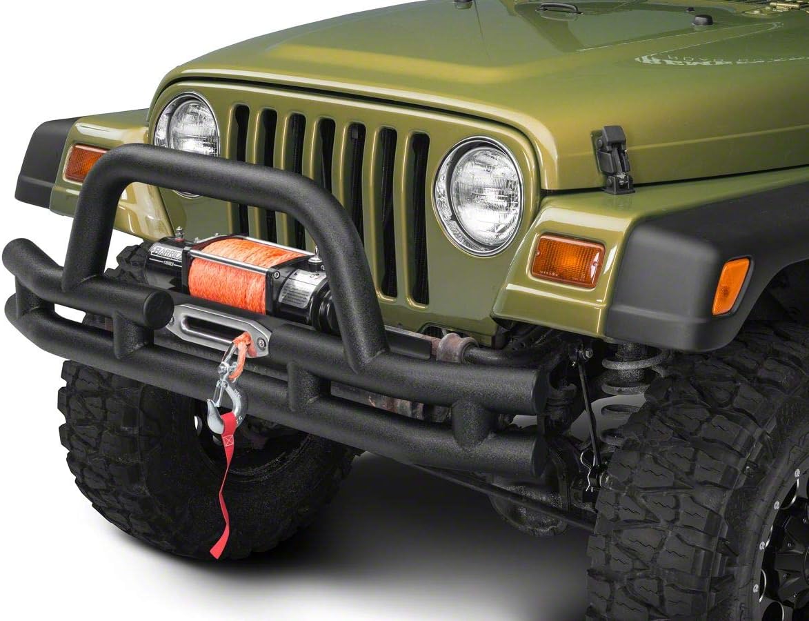 Textured Black Tubular Front Bumper with Winch Cutout P732648