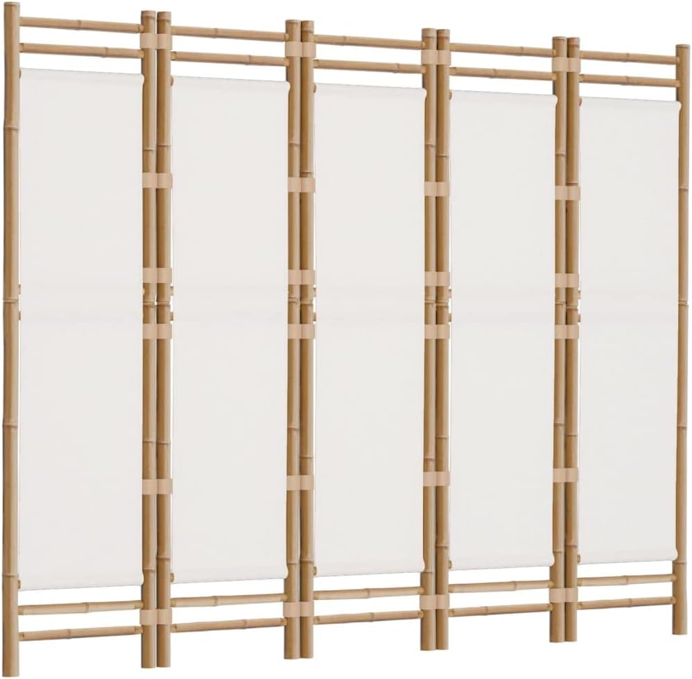 78.7" Bamboo and Canvas Folding Room Divider T6810